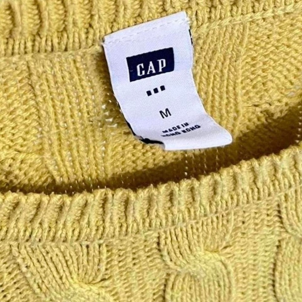 Vintage GAP Mustard Yellow Cable Knit Sweater - Picture 6 of 6